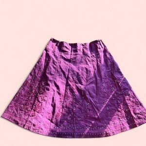 Chic Purple A-Line Skirt with Embroidery